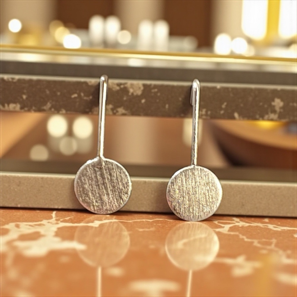 Silver Brush Coin Earrings